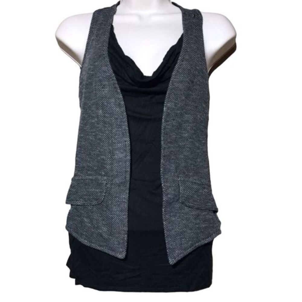Ella Moss Women's Black Sleeveless Faux Vest Tank Top Size S
